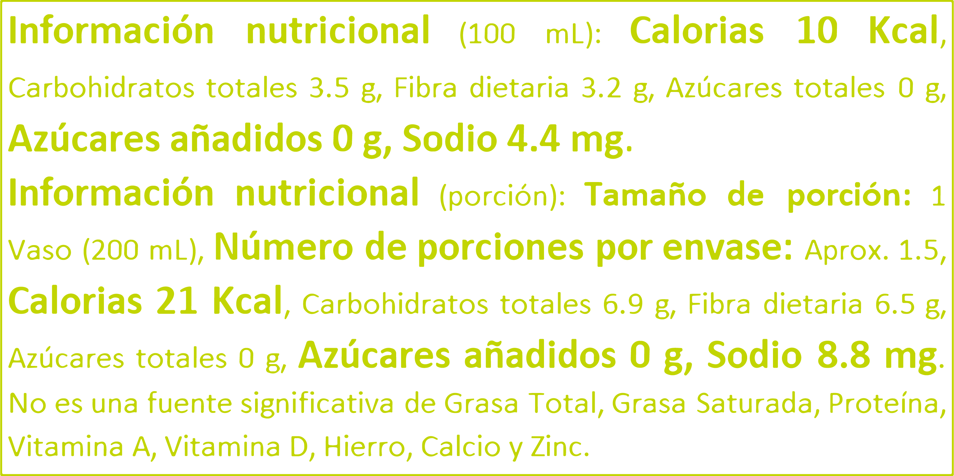 Tabla nutricional