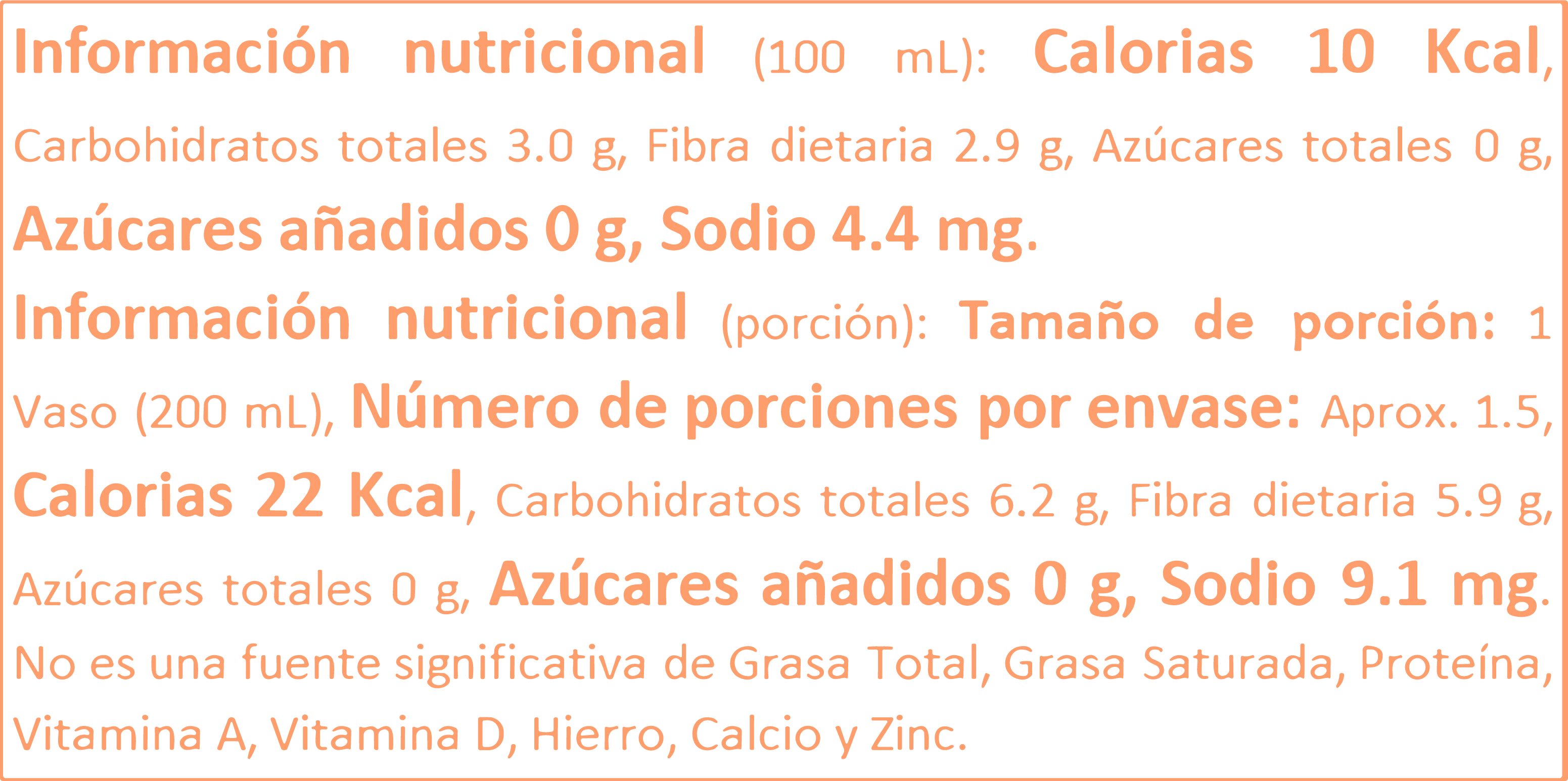 Tabla nutricional