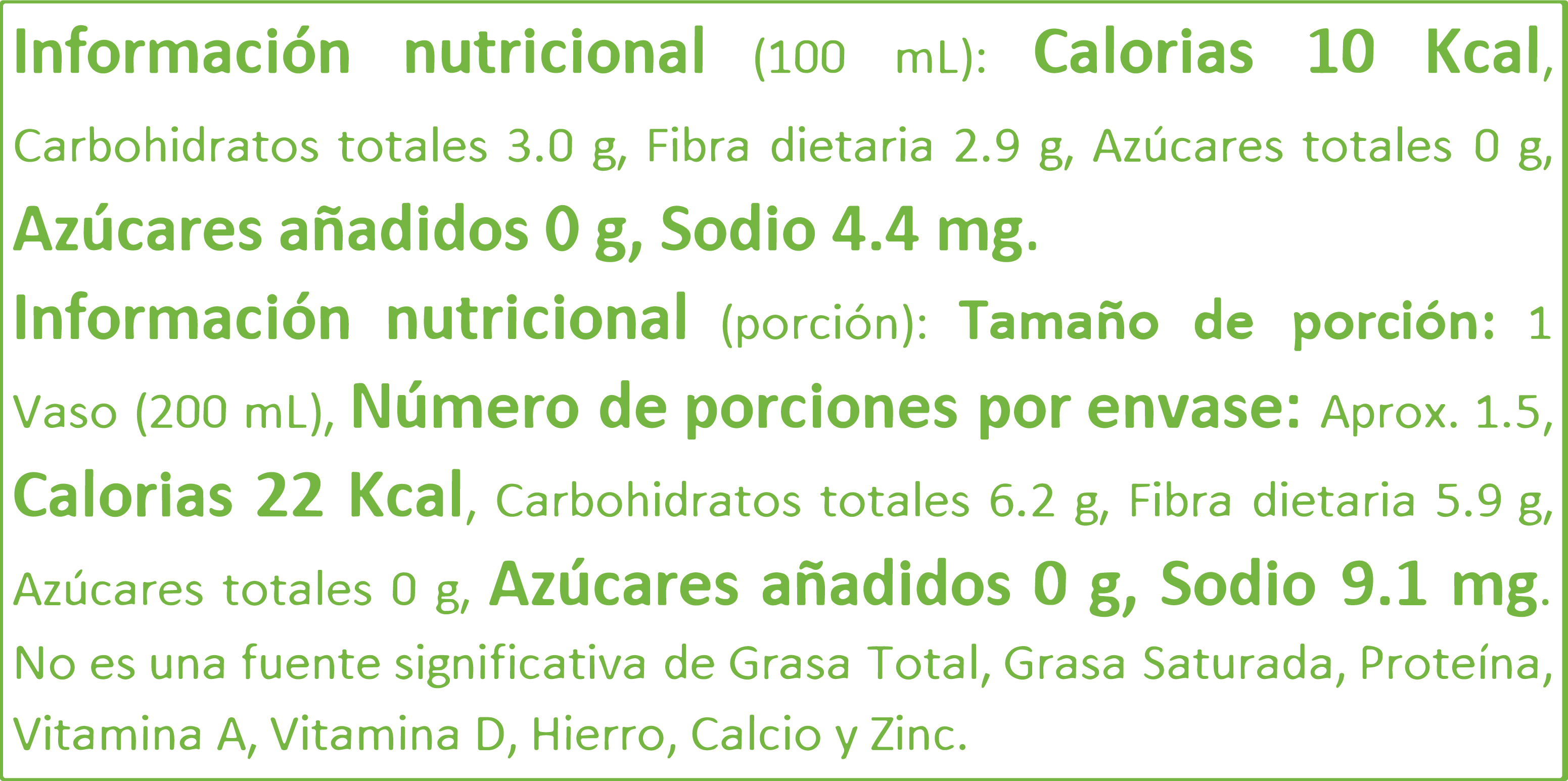 Tabla nutricional