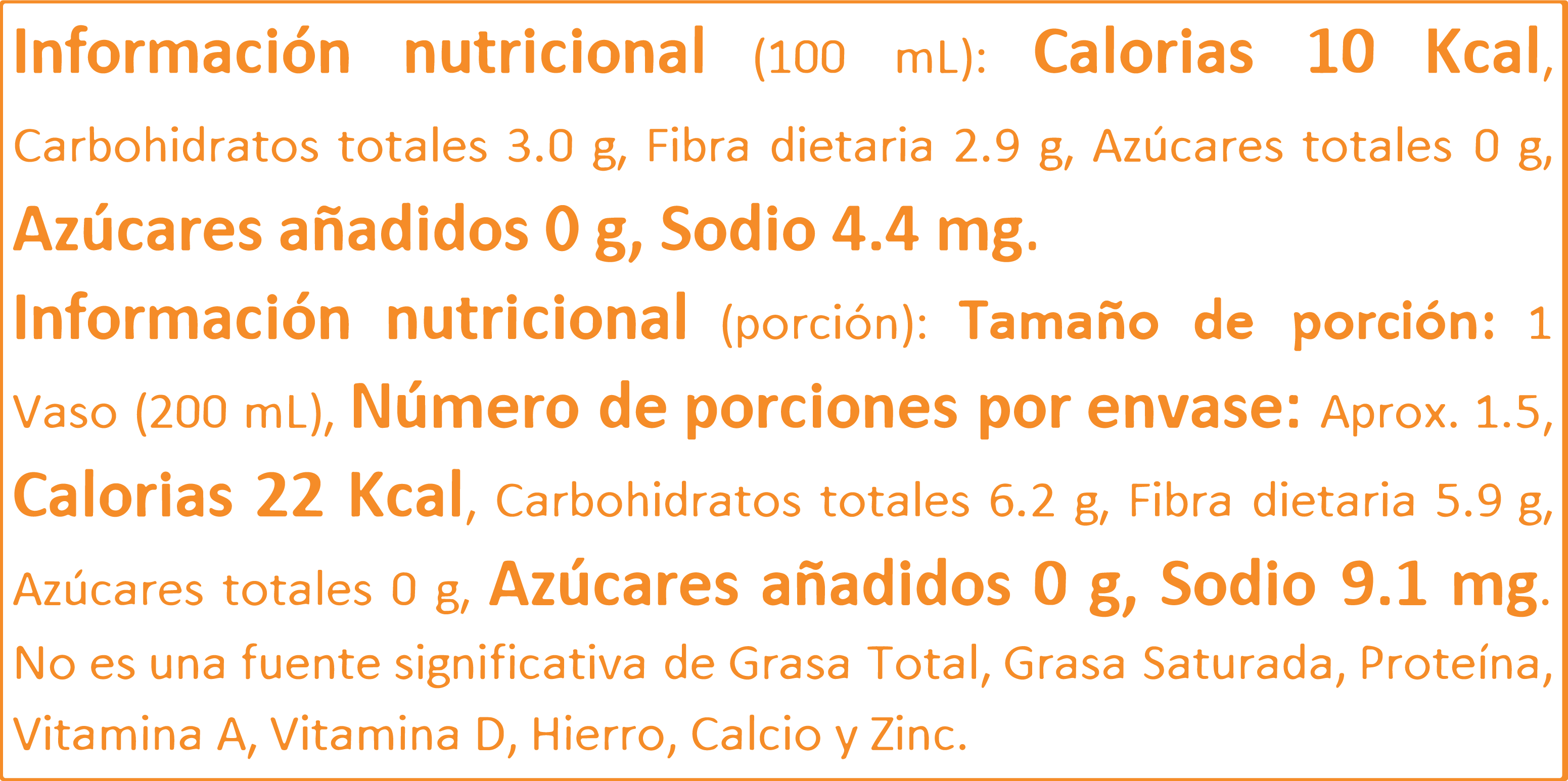 Tabla nutricional